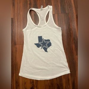 White tank top, Dallas TX print, woman’s